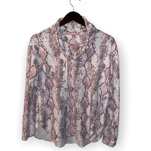 CALVIN KLEIN Snakeskin Print Cowl Neck Sweatshirt - Picture 1 of 9